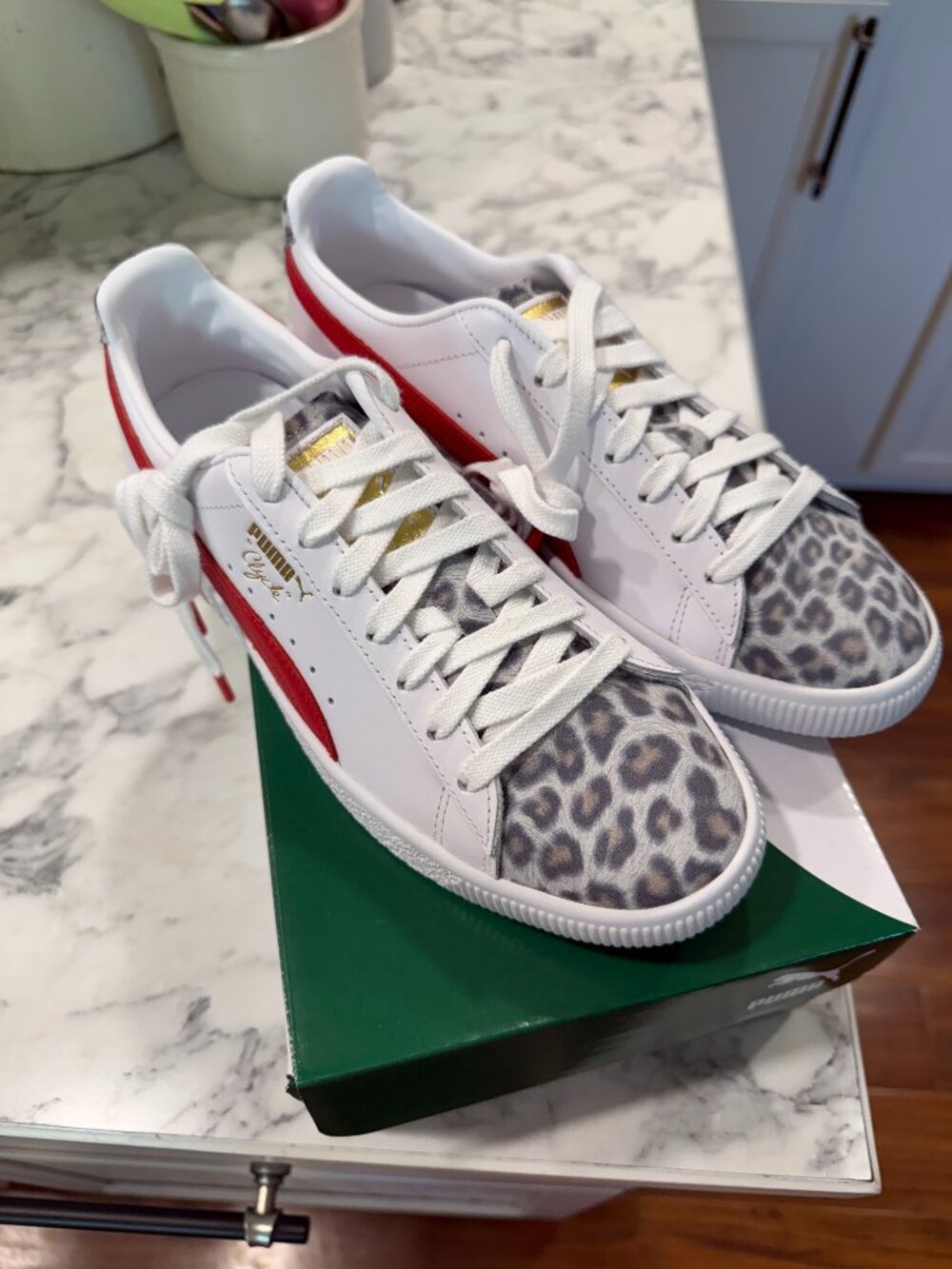 Women's Puma Clyde Leopard Size 8 Shoes For Sale!